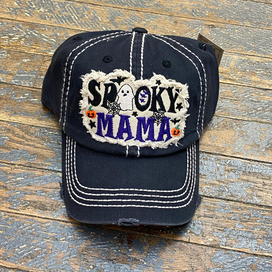 Spooky Mama Patch Rugged Black Embroidered Ball Cap