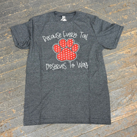 Tail Deserves Wag Short Sleeve T-Shirt Grey Graphic Designer Tee