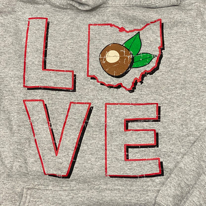 Ohio LOVE Buckeye Grey Graphic Designer Long Sleeve Sweatshirt Hoody