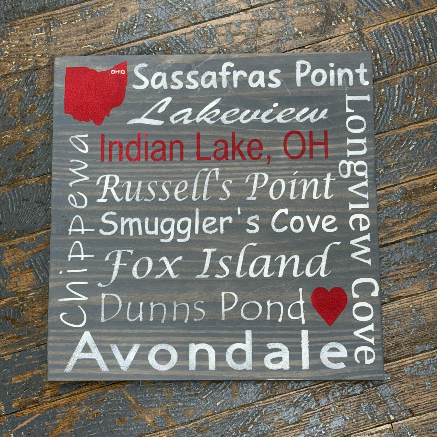 Indian Lake Ohio Destination Sign Island Coves Grey