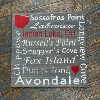 Indian Lake Ohio Destination Sign Island Coves Grey