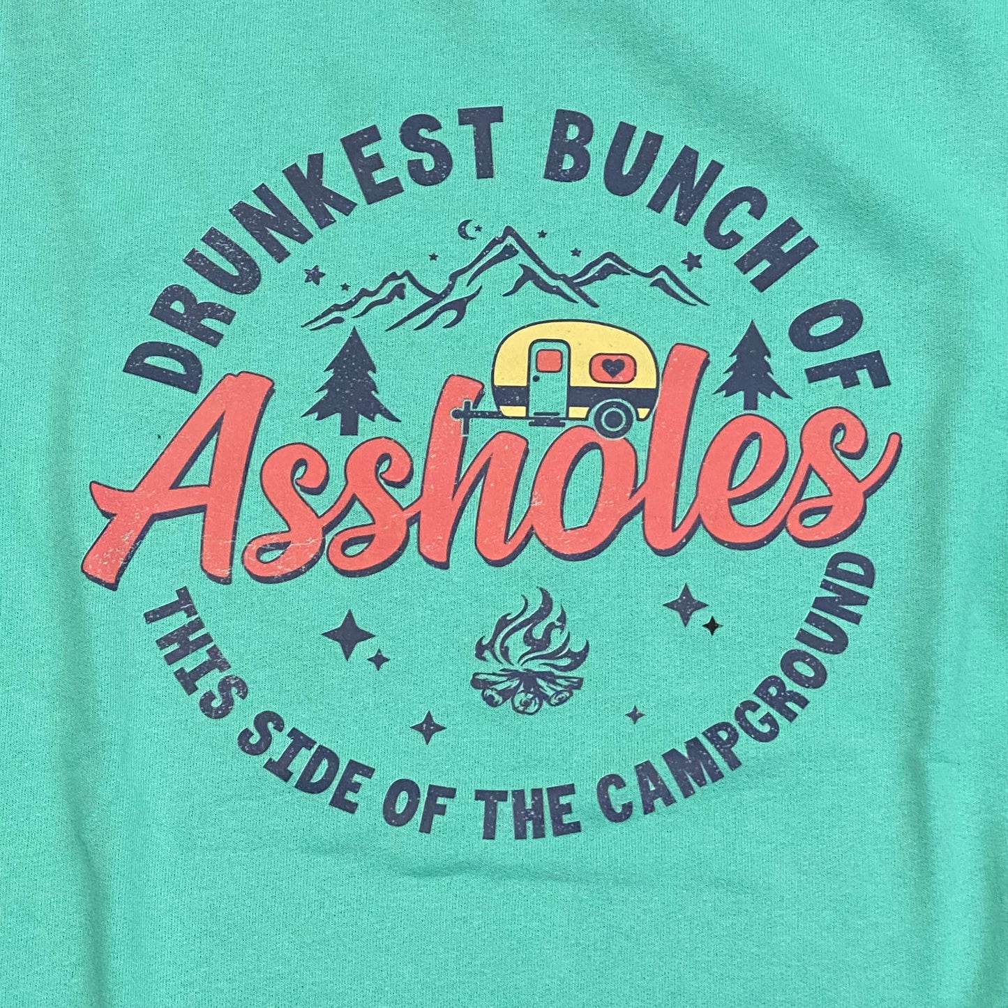 Drunkest Bunch Assholes Campground Graphic Designer Long Sleeve Crewneck Sweatshirt