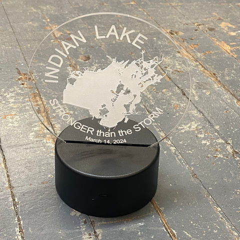 Indian Lake Stronger Than the Storm Engraved Desk Light