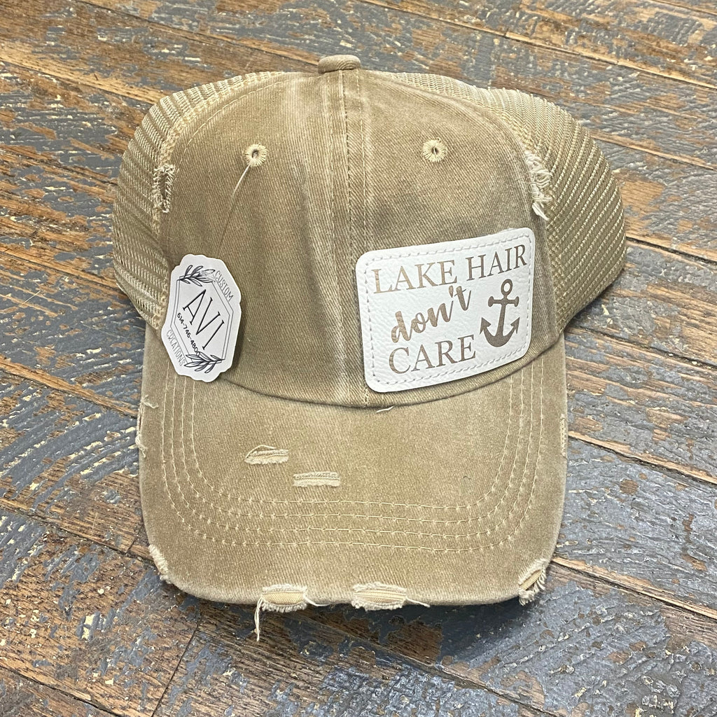 Lake Hair Don't Care Leather Patch Faded Ball Cap Khaki