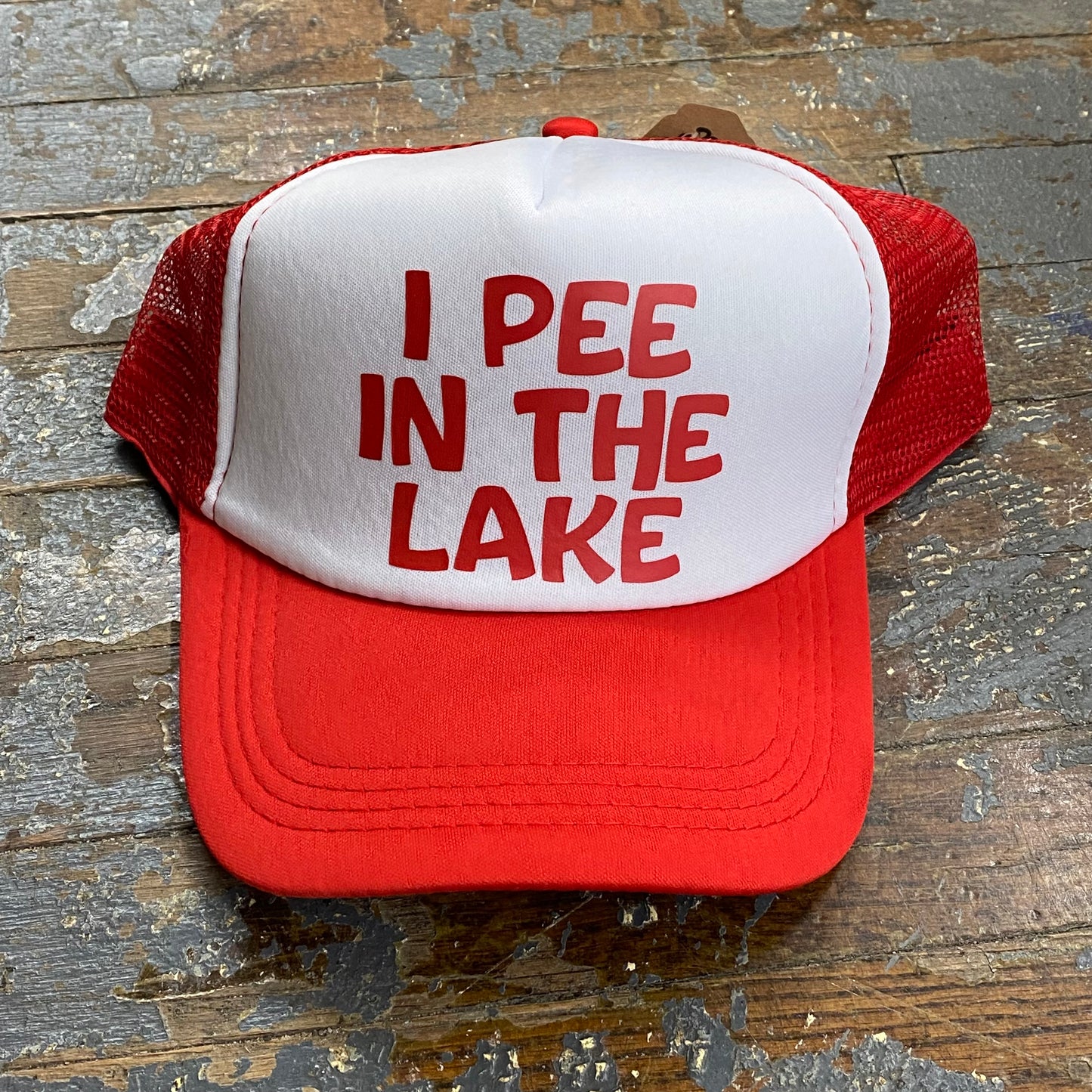 I Pee in the Lake Soft Trucker Ball Cap Red