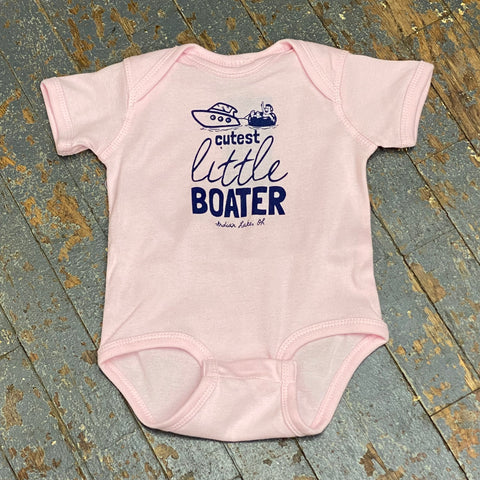 Cutest Little Boater Indian Lake Oh Onesie Bodysuit One Piece Newborn Infant Toddler Pink