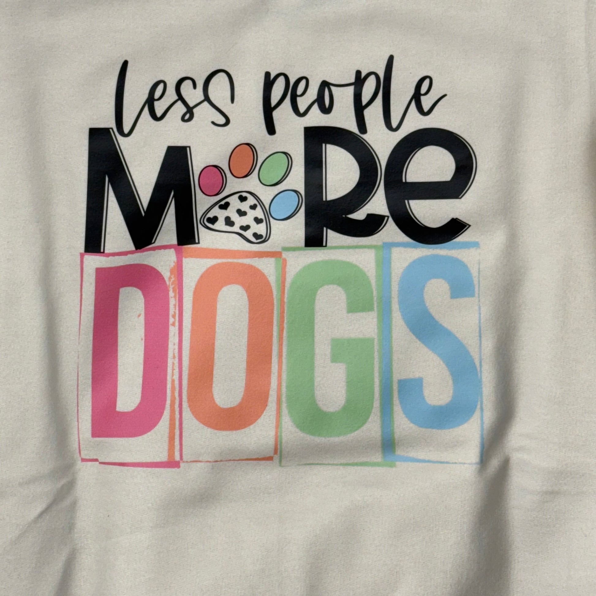 Less People More Dogs Paw Graphic Designer Long Sleeve Crew Neck Sweatshirt