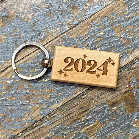 Wood Engraved Key Chain 2024 Star