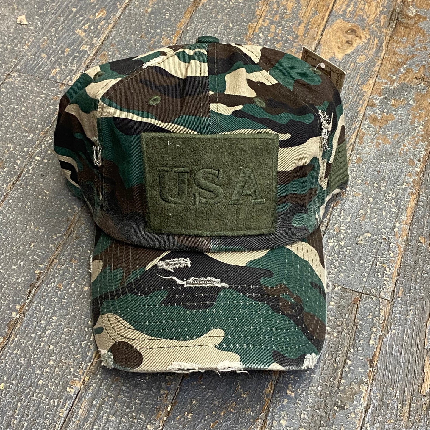 USA Flag Patch Camo Army Green Embroidered Ball Cap