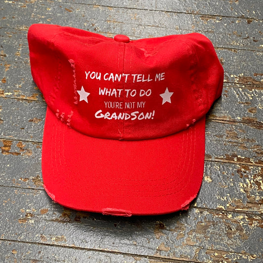 Tell Me What To Do Grandson Painted Red Ball Cap