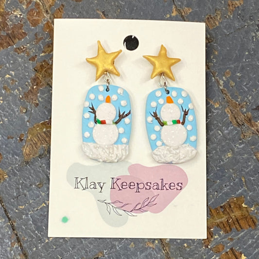 Clay Winter Snowman Star Dangle Earring Set