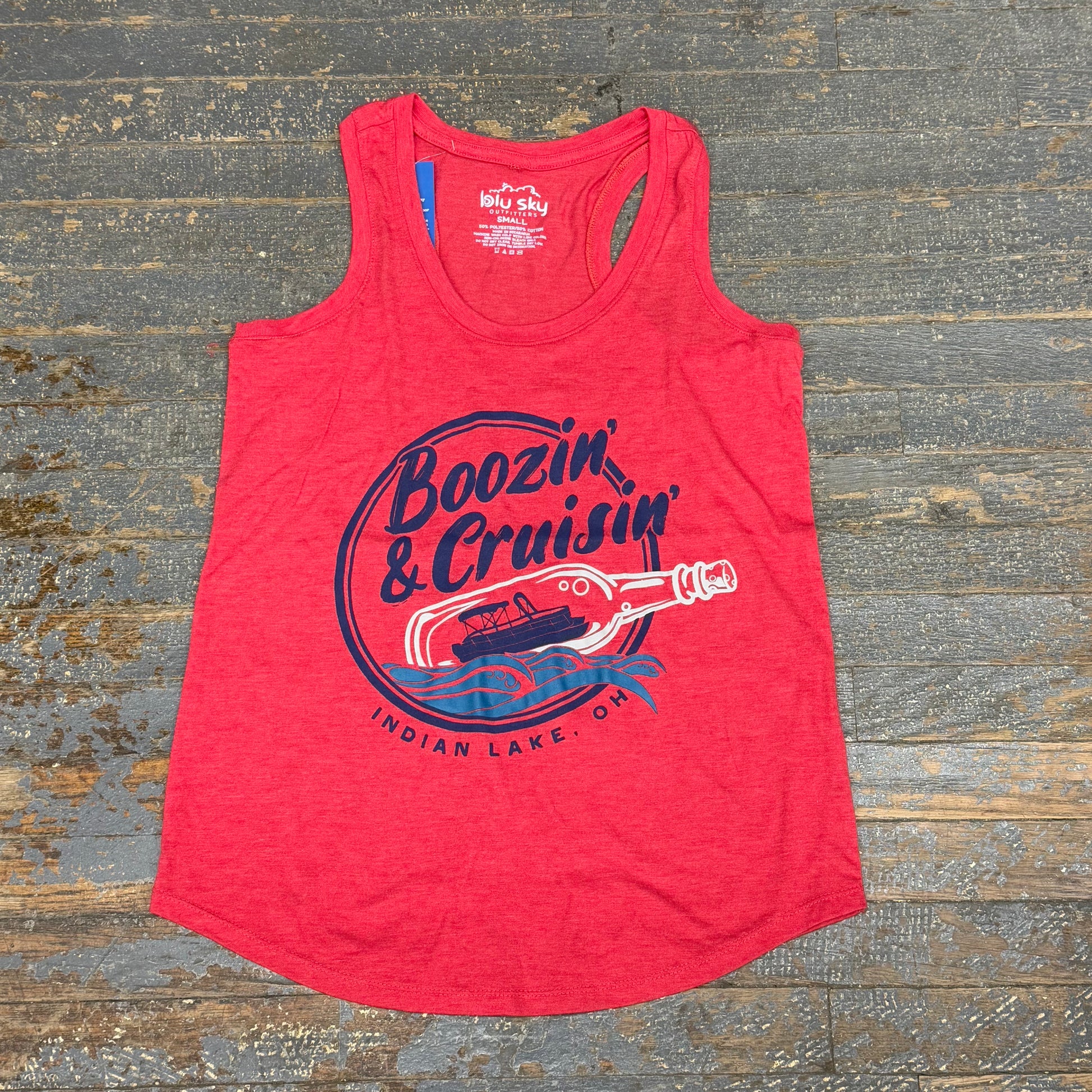 Boozin' Cruisin' Indian Lake OH Red Graphic Designer Ladies Tank