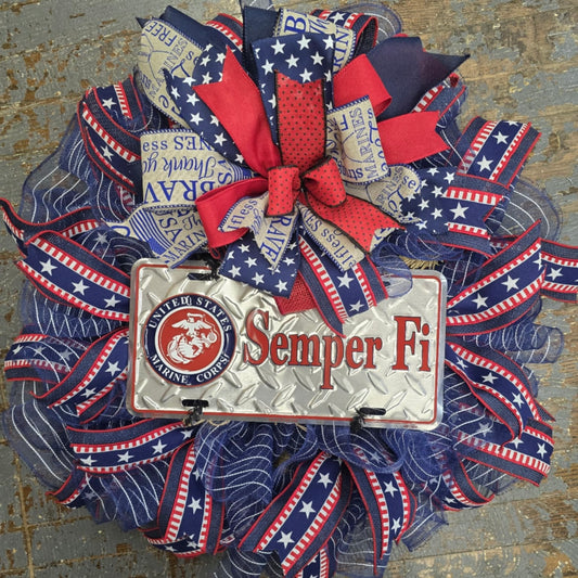Marine Semper Fi Holiday Wreath Door Hanger
