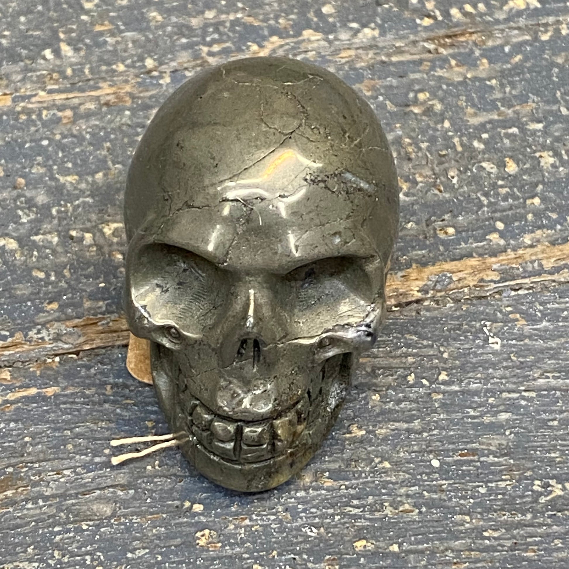 Skull Carving Solid Semiprecious Natural Gemstone Small Gold Pyrite