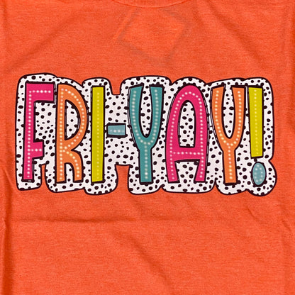 Fri-Yay Short Sleeve T-Shirt Coral Graphic Designer Tee