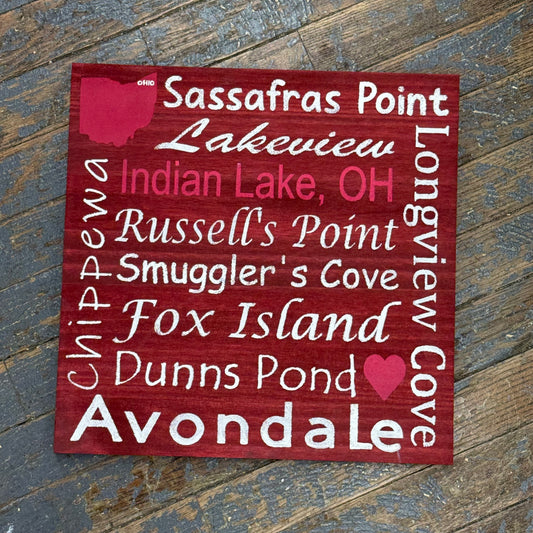 Indian Lake Ohio Destination Sign Island Coves Red