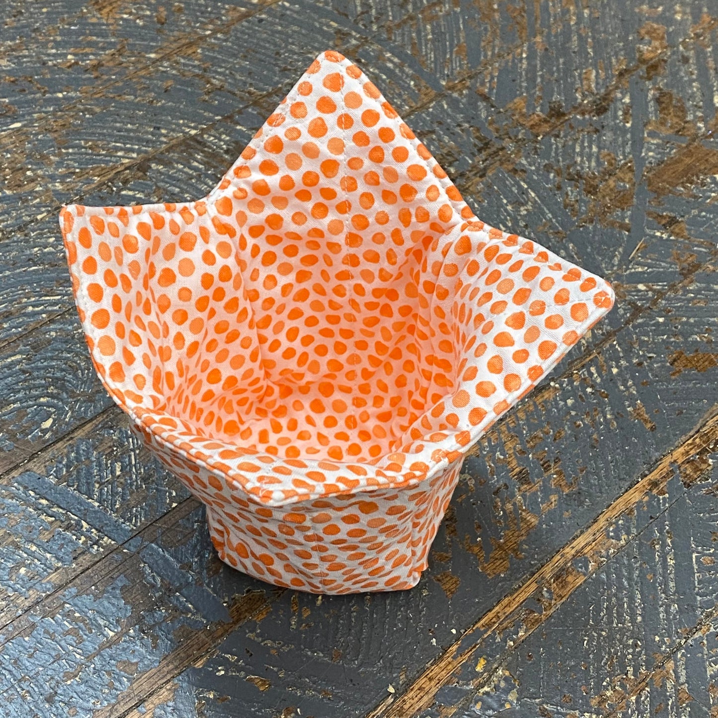 Handmade Fabric Cloth Ice Cream Bowl Coozie Cold Pad Holder Orange