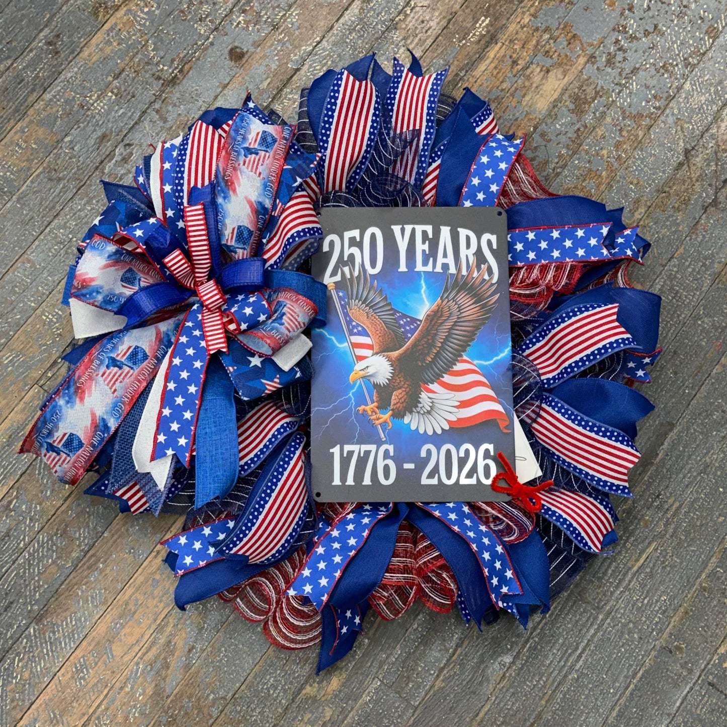 250 Years Americana Eagle USA Patriotic Holiday Wreath Door Hanger