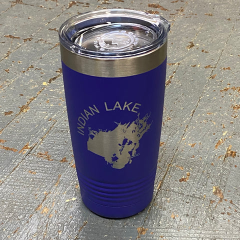 Indian Lake Map Laser Engraved Stainless Steel 20oz Wine Beverage Drink Travel Tumbler Purple