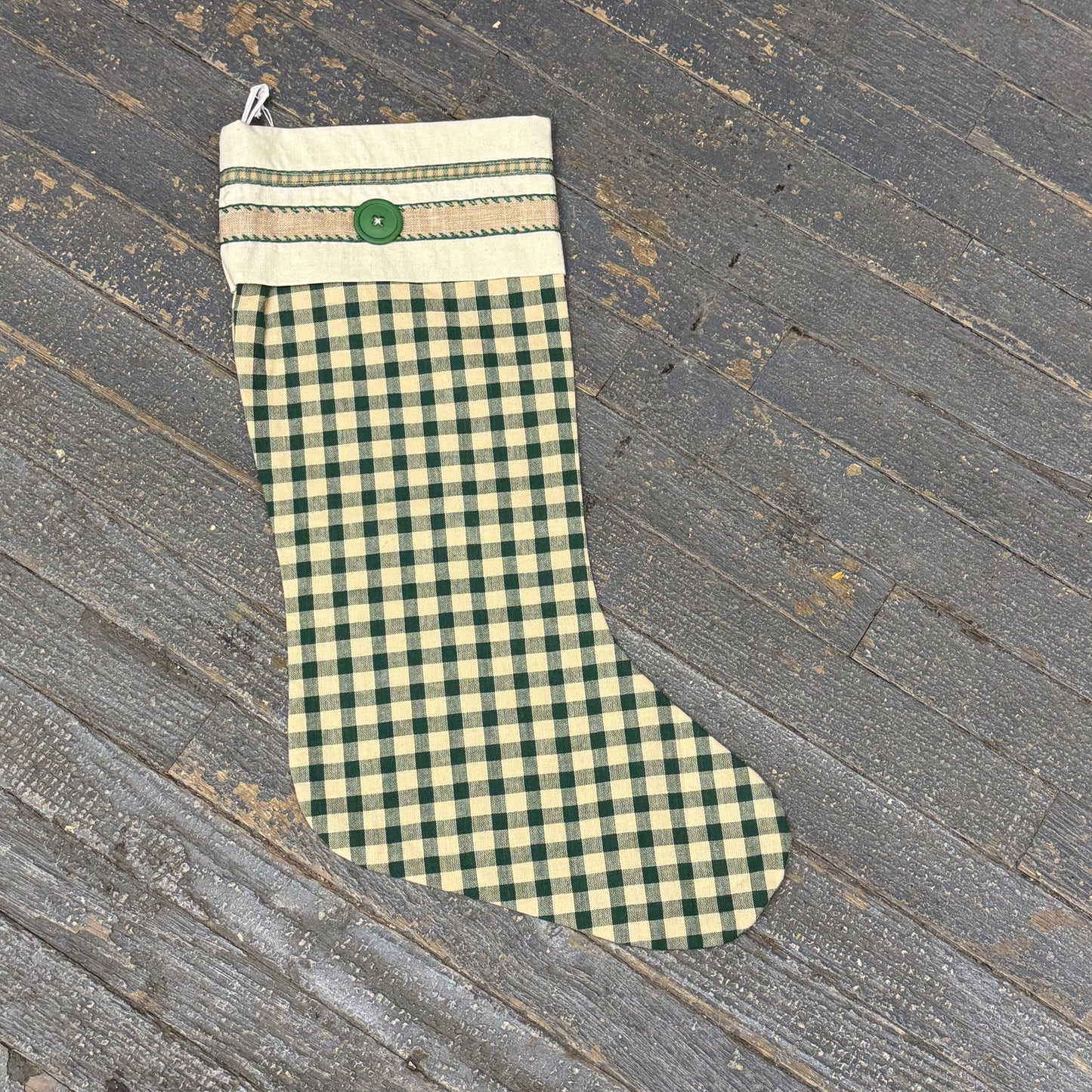 Handcrafted Holiday Stocking Green Plaid