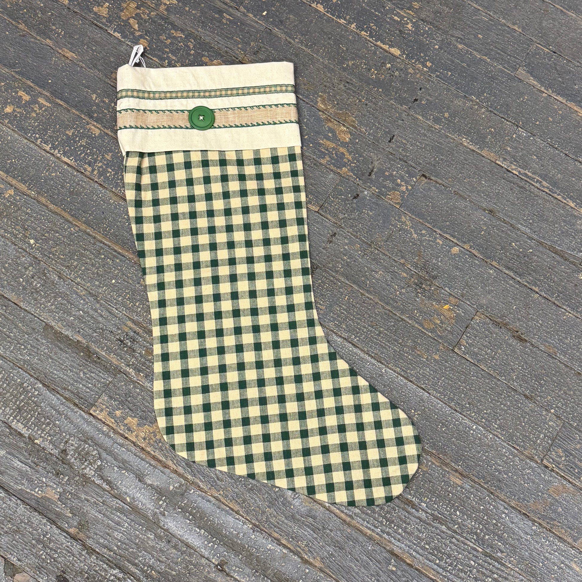 Handcrafted Holiday Stocking Green Plaid