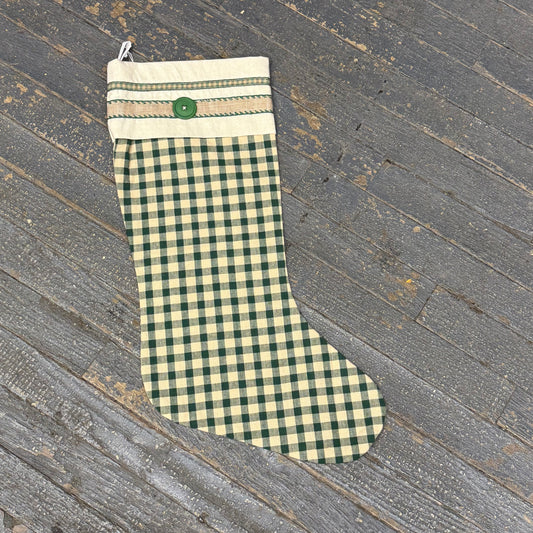 Handcrafted Holiday Stocking Green Plaid