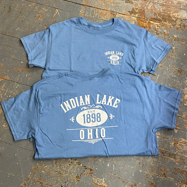 Indian Lake Ohio 1898 Steel Blue Graphic Designer Short Sleeve T-Shirt