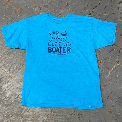 Cutest Little Boater Indian Lake Oh Graphic Designer Short Sleeve Child Youth T-Shirt Blue