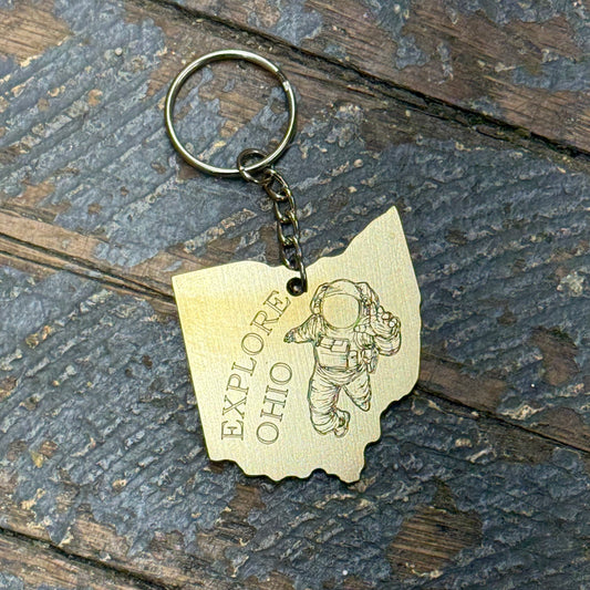 Brass Engraved Key Chain Explore Ohio Astronaut