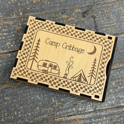 Wooden Camp Cribbage Tabletop Travel Game Indian Lake