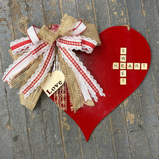 Burlap Heart Scrabble Sweetheart Holiday Wreath Door Hanger