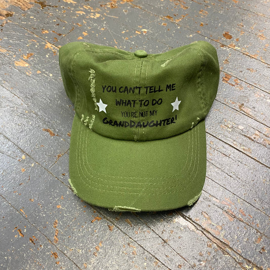 Tell Me What To Do Granddaughter Painted Olive Ball Cap