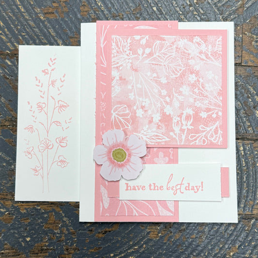 Have Best Day Floral Handmade Stampin Up Greeting Card with Envelope