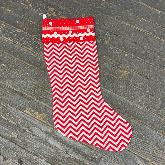 Handcrafted Holiday Stocking Chevron Red Shades