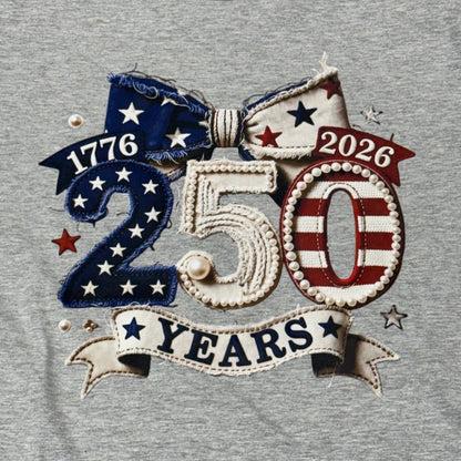America 250 Years 1776 2026 Grey Graphic Designer Short Sleeve T-Shirt
