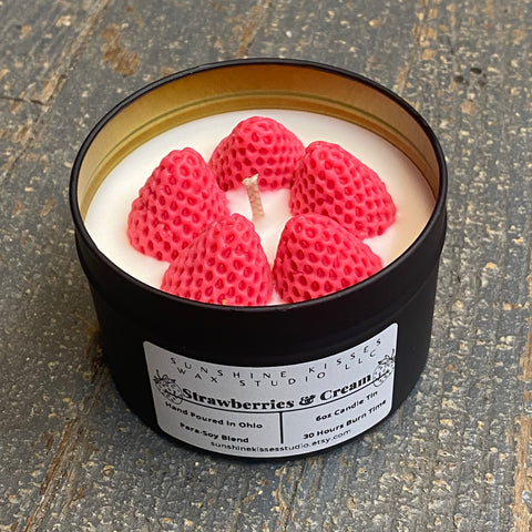 Strawberries Cream Sunshine Kisses Melt Bar Tin Candle