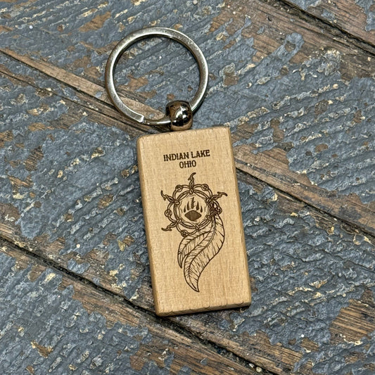 Wood Engraved Key Chain Indian Lake Ohio Dreamcatcher