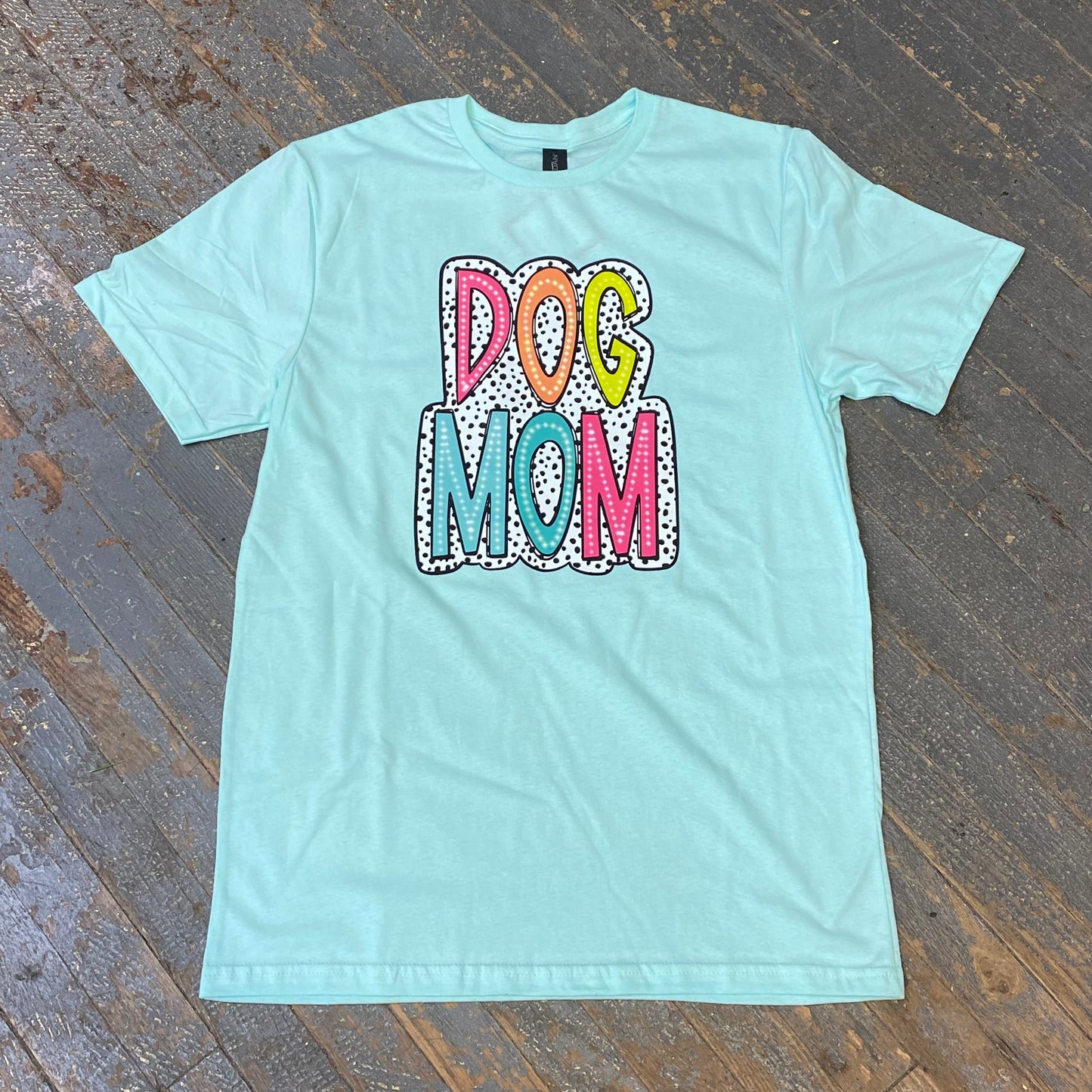 Dog Mom Short Sleeve T-Shirt Aqua Teal Graphic Designer Tee