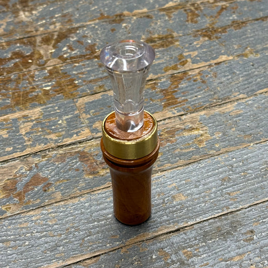Handmade Duck Call Red Maple Wood Clear Gold Band Insert #9