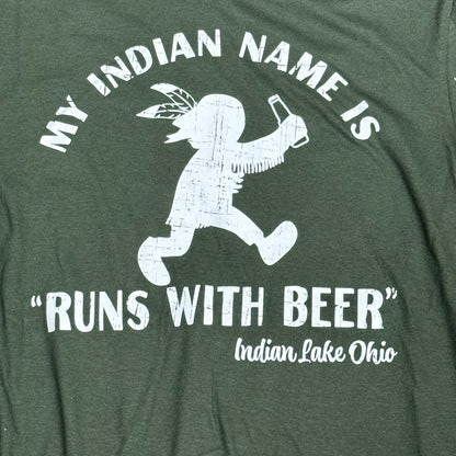 Indian Name Runs Beer Hunter Green Graphic Designer Short Sleeve T-Shirt