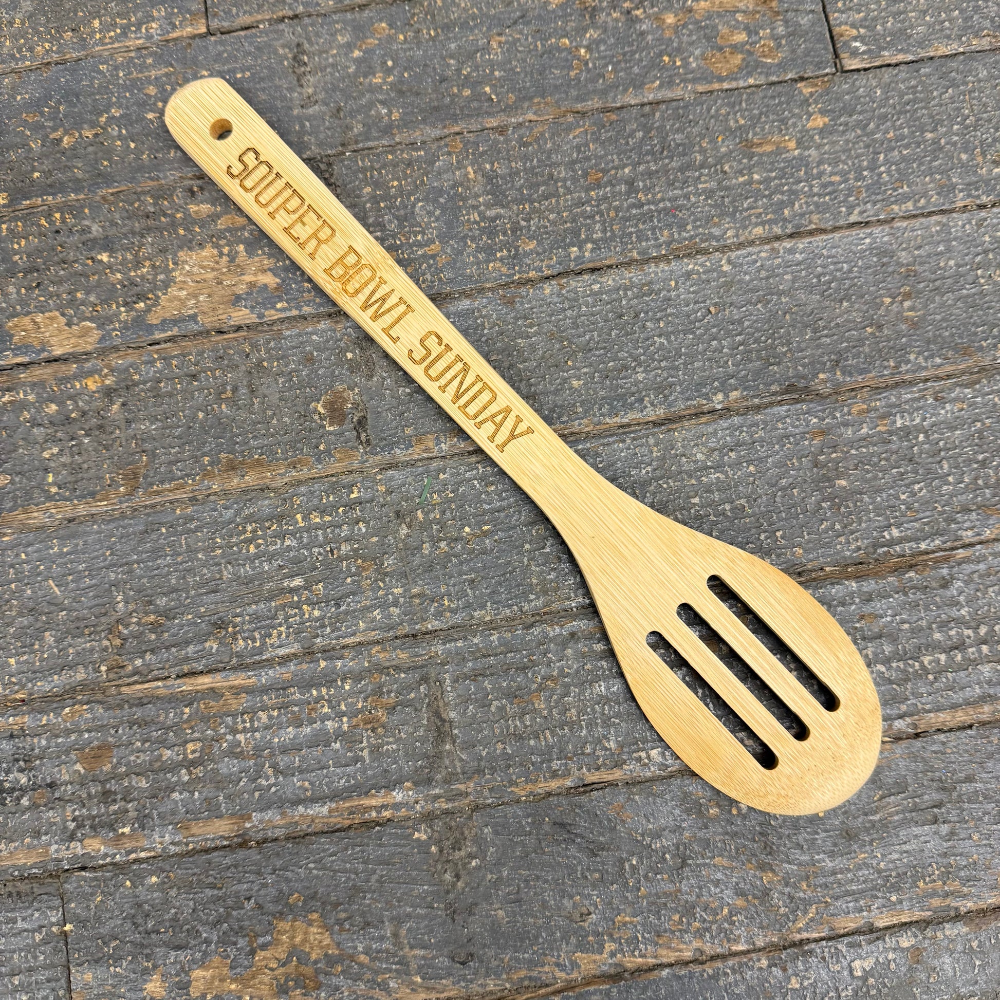 Wood Engraved Kitchen Utensil Chili Soup Spoon Super Bowl Sunday