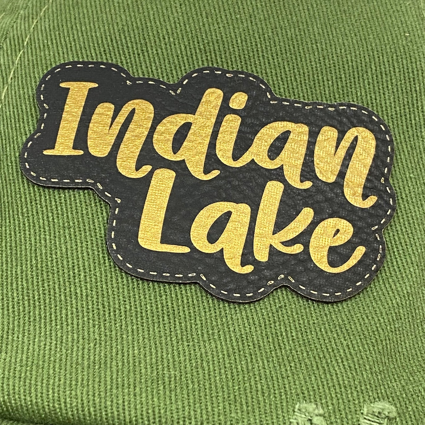 Indian Lake Patch Moss Green Rugged Ball Cap Hat Bronze