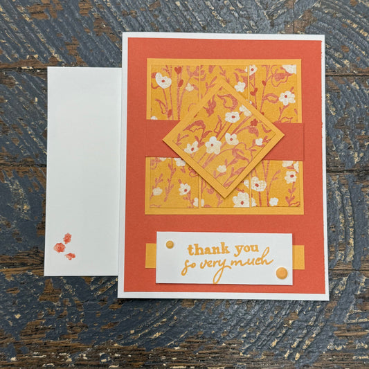 Thank You So Very Much Floral Handmade Stampin Up Greeting Card with Envelope