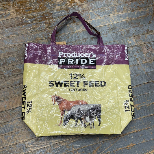 Upcycled Tote Purse Feed Bag Handmade Large Producers Pride Sweet Horse Feed Handle Bag