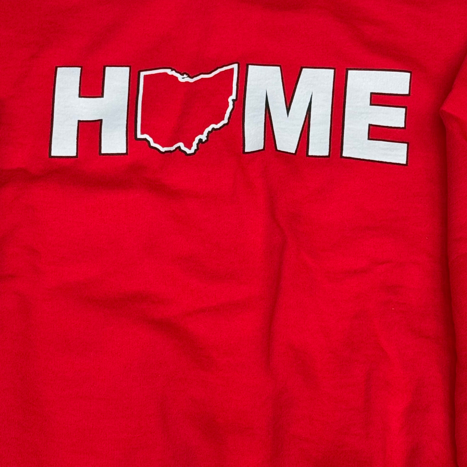 Ohio HOME Red Graphic Designer Long Sleeve Crew Neck Sweatshirt