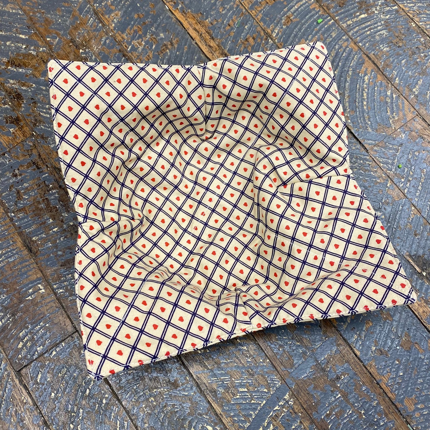 Handmade Fabric Cloth Microwave Bowl Coozie Hot Cold Pad Holder Hearts