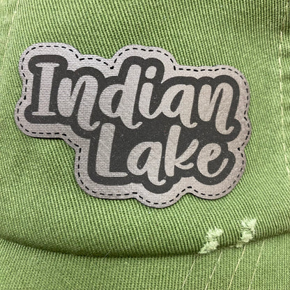 Indian Lake Patch Moss Green Rugged Ball Cap Hat Grey