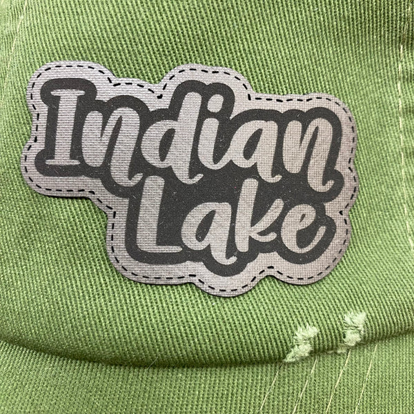 Indian Lake Patch Moss Green Rugged Ball Cap Hat Grey