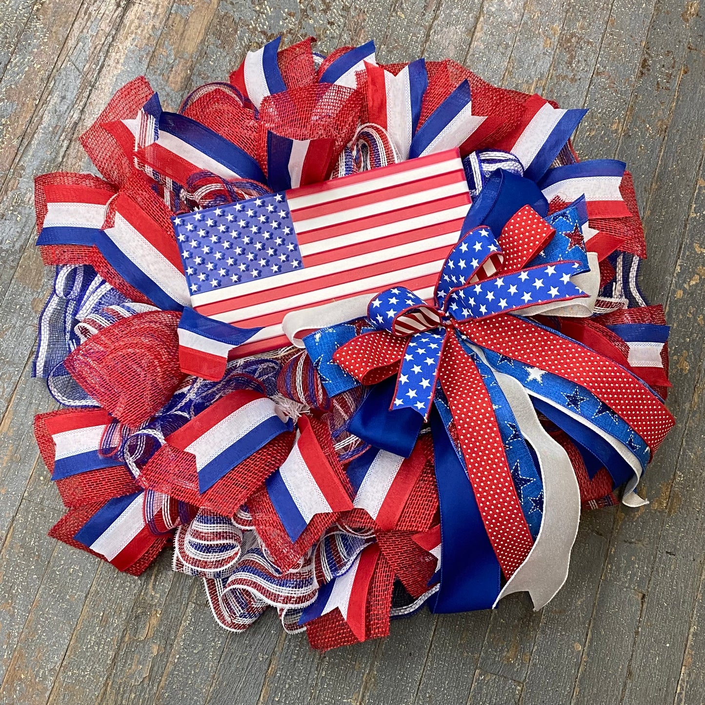 American Flag Patriotic Holiday Wreath Door Hanger