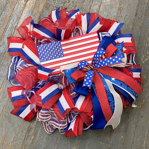 American Flag Patriotaic Holiday Wreath Door Hanger